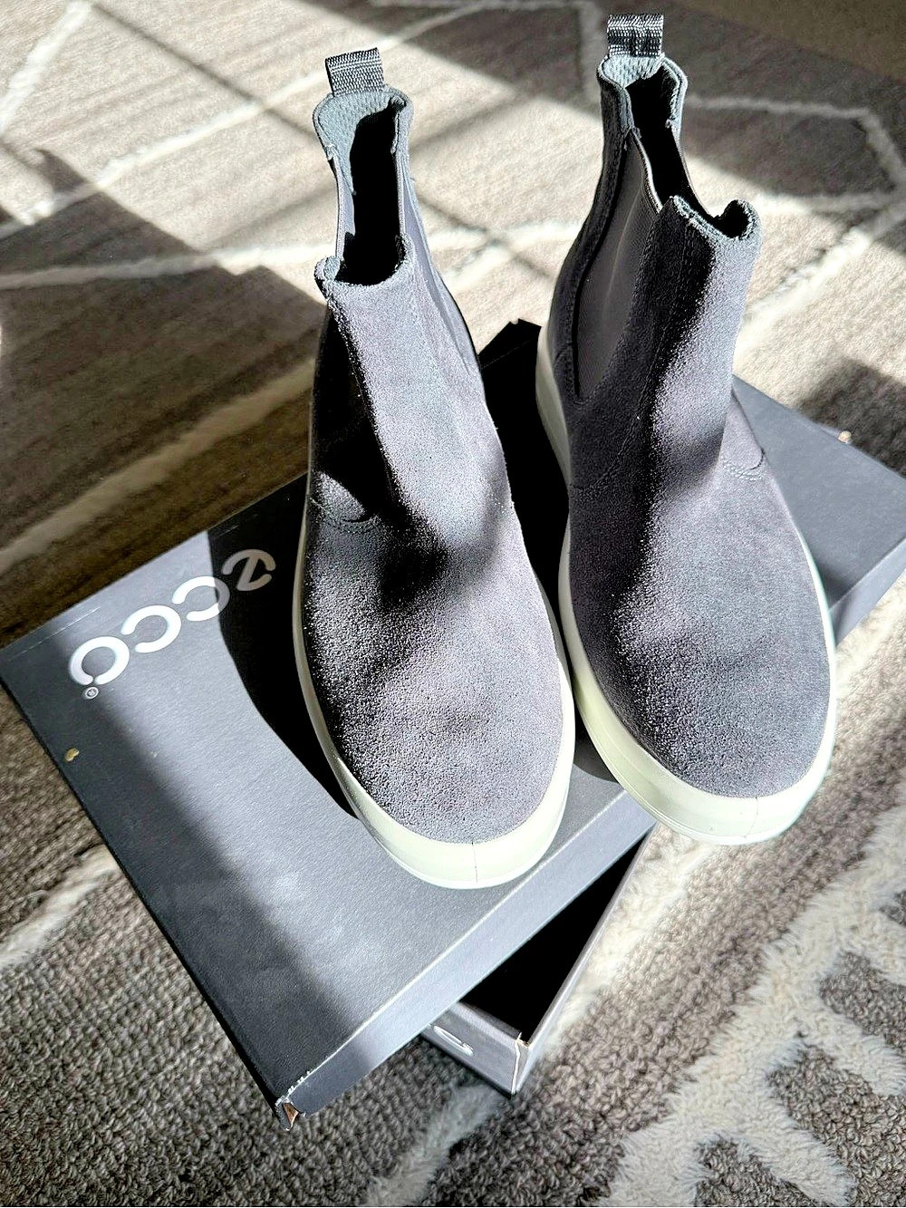 ECCO Soft Gray Leather ankle boots